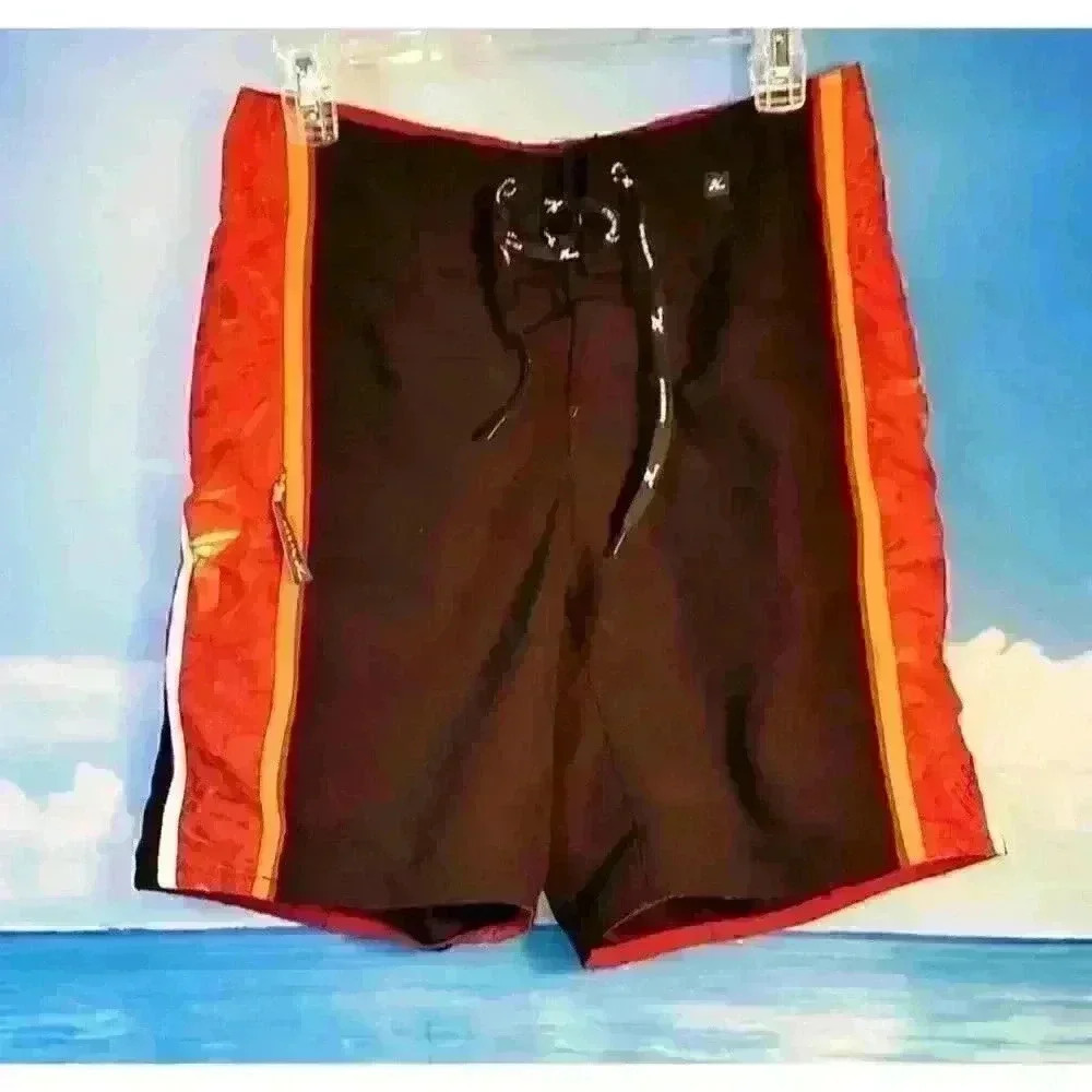 HOBIE Mens BLACK Swim Bathing Suit ZIP Pocket pants bottoms NO LINER size 36 Reg